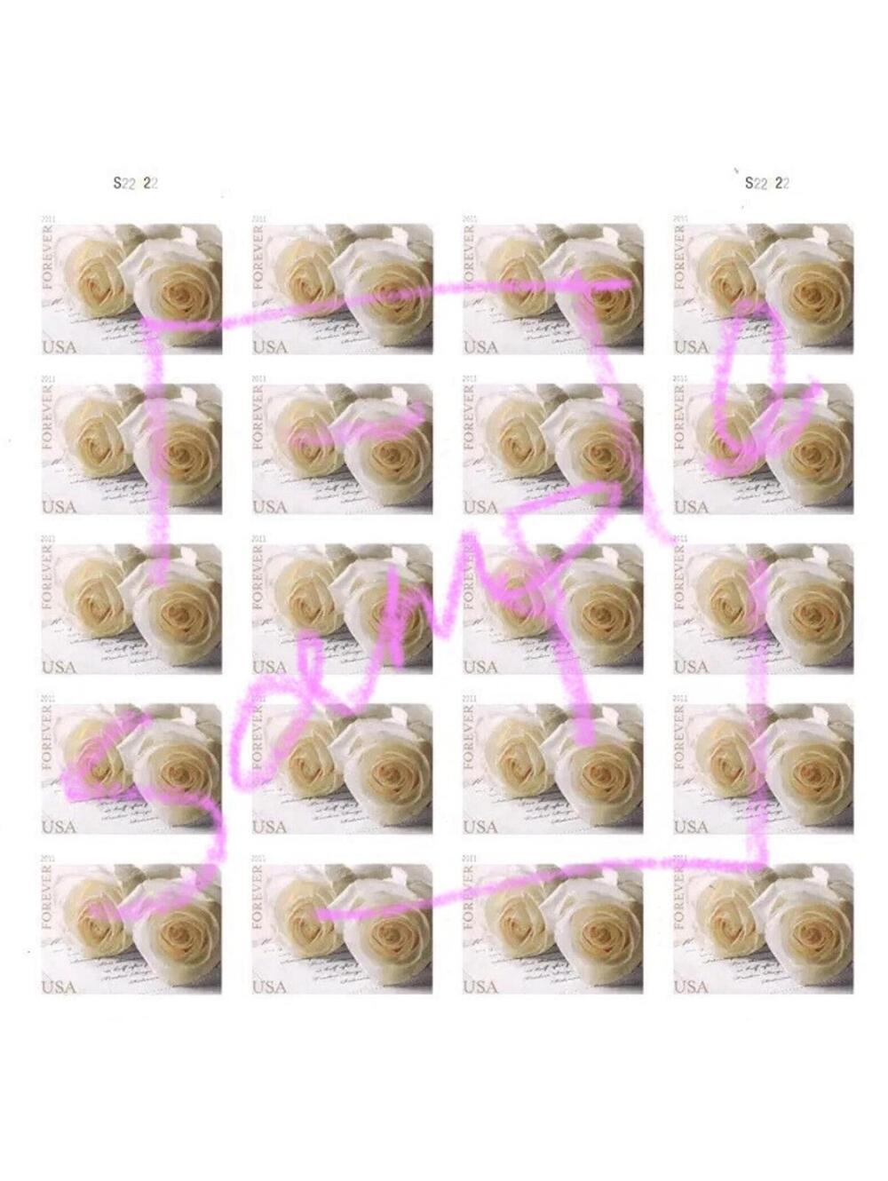 Forever Stamps WHITE ROSE Wedding NEW 5 Sheets of 20 EA. 100 Stamps total